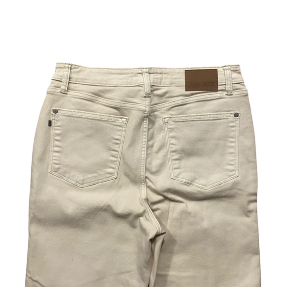 Judy Blue Women's Khaki Tan Straight Fit Jeans Frayed Ankle Bottom Sz 13/31 - Picture 5 of 7